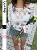 Dili Y2K Sexy Fashion Hollow Long-Sleeved T-Shirt Women's Clothing 2026 Spring And Summer
