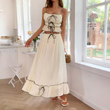 Dilu Vacation Leisure Seaside Atmosphere Feel Stylish Two-Piece Suit Woman 2025 Summer Small Sling Half Dress