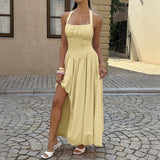Dili Elegant Wind Hanging Neck Tectoral Girded Long Dress Dress Dress Women's Dress 2026 Summer