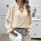 Dili T-Shirt Woman 2025 Autumn/Winter Elegance Elegant V-Neck Long Sleeve Blouse