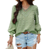Dili 2025 Spring And Summer Top Women's Casual Holiday Style Solid Color With Lazamp Long-Sleeved Shirt Woman