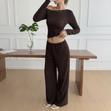 Dili Casual Holiday Long-Sleeved Vest Trousers Two Sets Of Women's Clothing 2025 Autumn And Winter