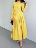 Dili Elegant High-Waist Long Sleeve Long Skirt Dress Women's Dress 2025 Autumn And Winter