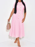 Dili Simple Elegant Style Button Short Sleeve Dress Dress Women's 2025 Autumn And Winter