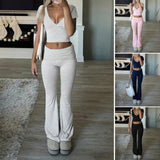 Dili 2025 Spring/Summer Y2K Casual Women's Suit Sexy V-Neck T-Shirt Micro-Tipped Pants 2 Sets Of Women's Clothing