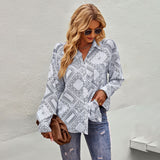 Long-Sleeved Shirt 2025 Spring And Autumn Four Seasons Shirt Temperament Commuter Women's Hibiscus Fabric Printing