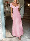 Dili Elegant Temperament Short Sleeve Shoulder Dress Dress Women's Dress 2025 Spring And Summer