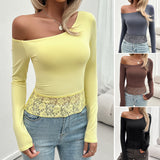 Dili 2025 Autumn/Winter Y2k Top Women's Sexy Knitted Long-Sleeved T-Shirt