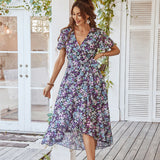 Independent Research And Development Design Printing Flowing Dress 2025 Sexy Holiday Big Dress