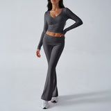 Dili 2025 Women's Casual Sports Knitted Long-Sleeved Trousers Two-Piece Suit Woman