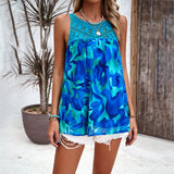 Dili Women's Clothing 2025 Spring And Summer Leisure Sleeveless Round-Neck Printing Sleeveless Top