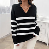 Dili Vacation Leisure Wind Striped Long-Sleeved Women's Sweater Women's Dresses Spring/Summer 2025