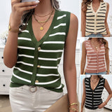 Dili 2025 Spring/Summer Women's Casual V-Neck Clamming Sleeveless Sweater Women's Maave