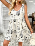 Dili Vacation Leisure Wind Tied With Printed Suspension Dresses Women 2025 Spring And Summer