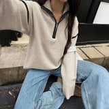 Dili Casual Simple Solid Color Long-Sleeved Zipper Sweater Women's 2025 Autumn And Winter