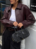 Dili Casual Holiday Long-Sleeved Jacket Leather Jacket Women's 2025 Autumn And Winter
