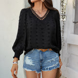 Dili 2025 Spring And Summer Top Women's Casual Holiday Style Solid Color With Lazamp Long-Sleeved Shirt Woman