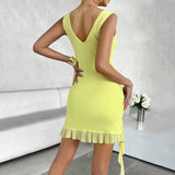 Dili Women's Clothing 2025 Spring And Summer Y2K Solid Color Temperament Repair Mesh Sling Dress