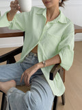 Dili Leisure Vacation Summer Striped Long Sleeves Arma Shirt Women's Winter 2025
