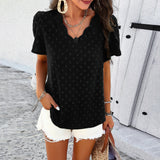 Dili Women's Clothing 2025 Spring And Summer Temperament Loose Solid Color V-Neck Lotle Sleeve Top