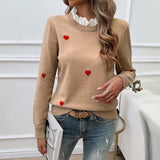 Dili 2025 Autumn And Winter Top Women's Temperament Casual Embroidery Love Long-Sleeved Sweater