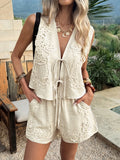Dili Holiday Casual Vest Blouse Shorts Two Sets Of Women's Clothing 2026 Summer