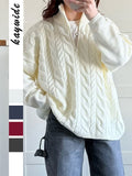 Dili Leisure Vacation Wool Woven Solid Color Long-Sleeved Sweater Women's Clothing 2025 Autumn And Winter