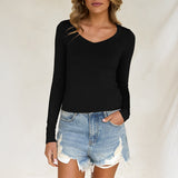 Dili Leisure Baita Solid Color Long Sleeve Vest T-Shirt Women's Winter 2025