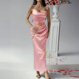 Dili 2025 Spring/Summer Dresses Casual Sexy Solid Color Suspension Dresses Evening Dresses