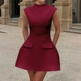 Dili Elegant Evening Dress Fashion Pure Color Short Dress Dress Women's Dress 2025 Autumn And Winter