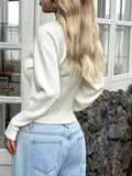 Dili Leisure Commute Button Solid Color Bottom Sweater Knitted Women's Clothing 2025 Autumn And Winter