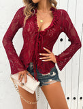 Dili Women's Top 2025 Spring And Summer Sexy Long-Sleeved Lace Lace Top