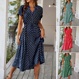 Dili 2025 Spring And Summer Temperament Leisure Holiday Storm Point Print High-Waisted Dress Women's Dress