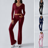 Dili 2025 Women's Casual Sports Knitted Long-Sleeved Trousers Two-Piece Suit Woman