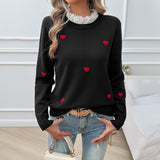 Dili 2025 Autumn And Winter Top Women's Temperament Casual Embroidery Love Long-Sleeved Sweater