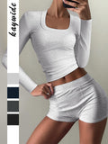 Dili Sports Yoga Solid Color Long Sleeve High Bullet Short Dress Set Women's Winter 2025