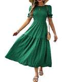 Dili Casual Holiday Windy Leaves Sleeves Waisted Women's Dress Women's Dress 2025 Spring And Summer