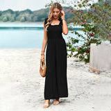 Real Shooting Women's Clothing 2025 Spring And Summer Temperament Casual Solid Color High-Waisted Chest Sling With Wide Leg Pants