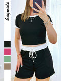 Dili Elegant Short-Sleeved T-Shirt T-Shirt With Shorts Suit Women's Winter 2025