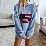 Dili 2025 Autumn And Winter Coat Women Casual Loose Color Woven Independence Day Long-Sleeved Sweater