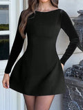 Dili Elegant Wind Solid Long-Sleeved Short Dress Dress Women's Dress 2025 Autumn And Winter