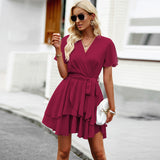 Dili Women's Dress 2026 Spring And Summer Tied With Solid Color A Skirt Skirt