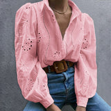 Dili 2025 Spring And Summer Casual Loose Fashion Hollow Bubble Sleeves Top Women's Clothing