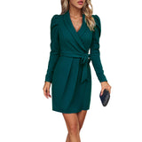 Dili Dress 2025 Autumn And Winter Femininity Elegant Long Sleeves Waist Short Dress