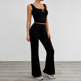 Dili Yoga Sports Style Sleeveless Vest Micro-Tlit Pants Set Women's Clothing 2025 Spring And Summer
