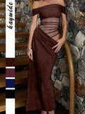 Dili Elegant Evening Dress With Chest Solid Color Bag Hip Long Dress Dress Dress Women's 2025 Autumn And Winter