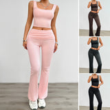 Dili Women's Clothing 2025 Spring And Summer Leisure Knitted Solid Color Vest Leggings Set