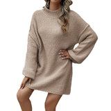 Dili 2025 Spring/Summer Women's Casual Leisurely Elegant Windy Long-Sleeved Women's Sweater Dress