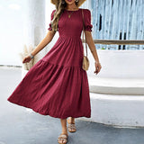 Dili Casual Holiday Windy Leaves Sleeves Waisted Women's Dress Women's Dress 2025 Spring And Summer