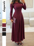 Dili Elegant High-Waist Long Sleeve Long Skirt Dress Women's Dress 2025 Autumn And Winter